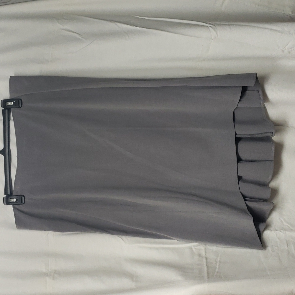 Dalia Gray Midi High Low Trumpet Flare Skirt Sz14